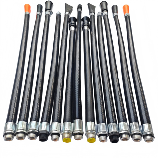 Equipo de extinción de incendios para extintor con tubo pulverizador de descarga de polvo y accesorio para manguera de cuero