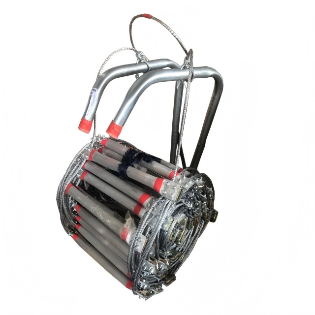 Escalera de escape en caso de incendio que ahorra espacio, liberación rápida y seguridad confiable